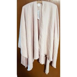 NWT Liz Claiborne Women's Cashmere-Like Sweater Wrap OS Soft Rose Cape Poncho